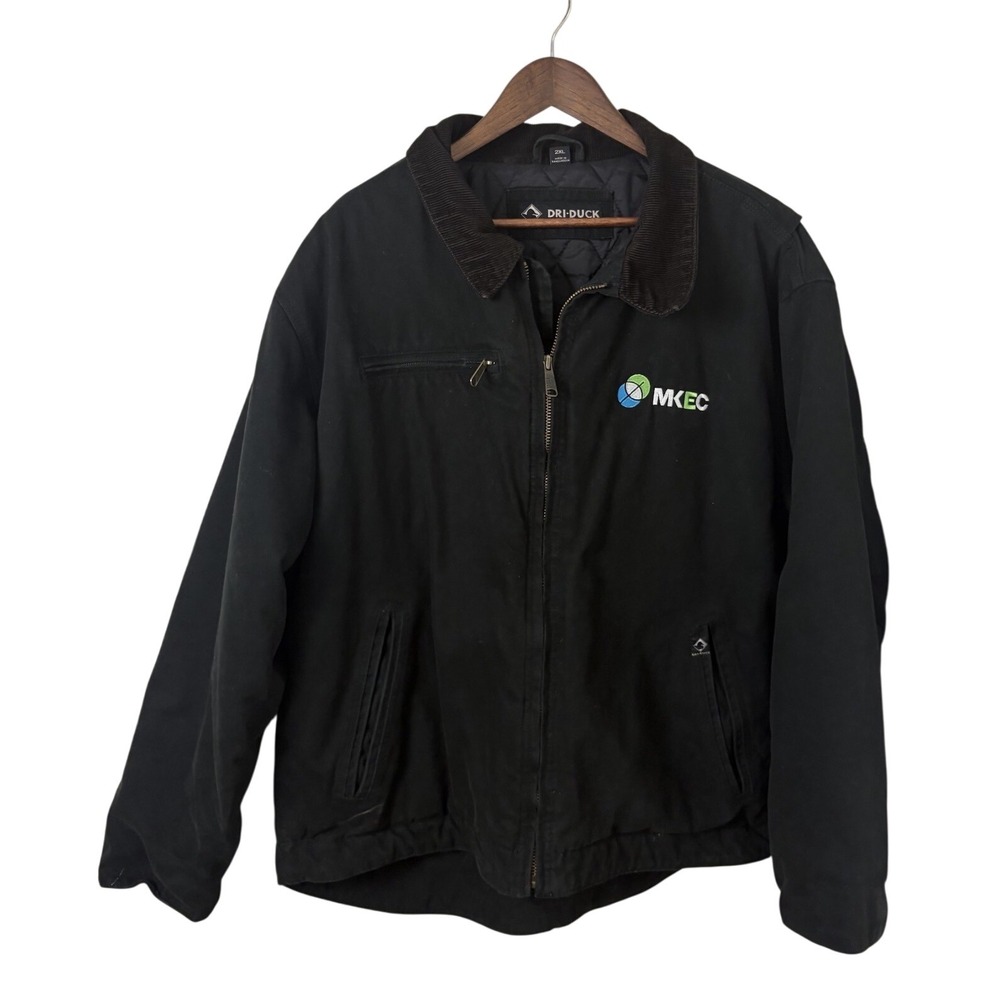 DRI‎ DUCK CANVAS WORK JACKET Mens 2XL Logo MKEC Corduroy Collar Outdoor Quilted